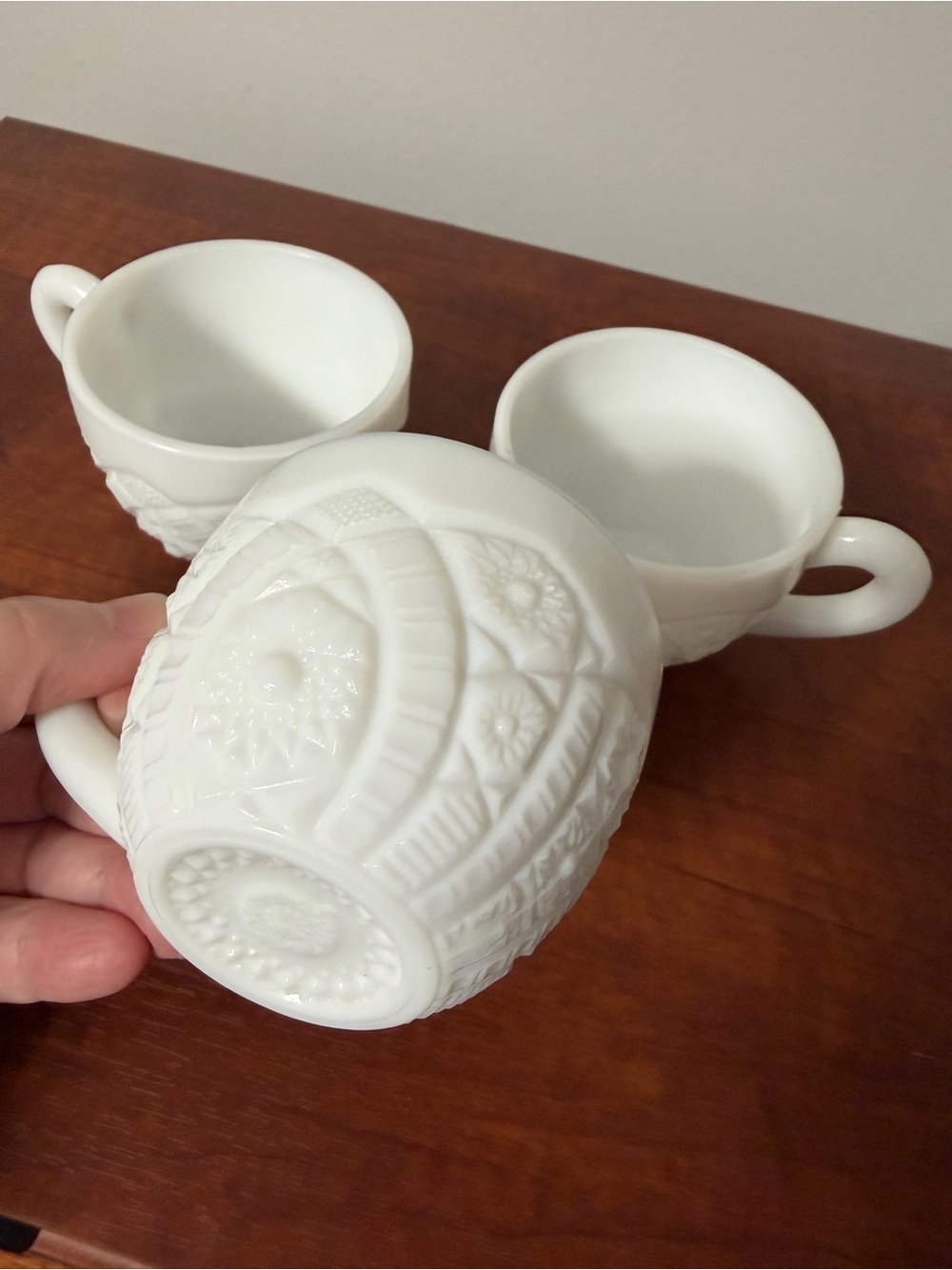 Set of 3 Milk Glass Punch Cups - Picture 7 of 9